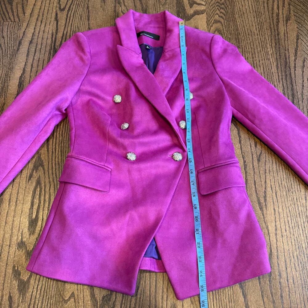 White House Black Market Magenta Suede Double Breasted Blazer Womens Size 00 XS - Picture 7 of 7